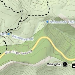 Graveyard Fields Trail Map Gps Map Of The Graveyard Fields Area Hiking Trails Pisgah National Forest And Blue Ridge Parkway Near Brevard Nc
